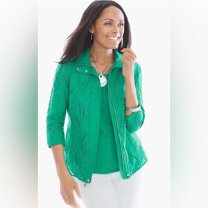 NWT Chico's Eyelet Linen Congo Jacket and matching Tank Top.
